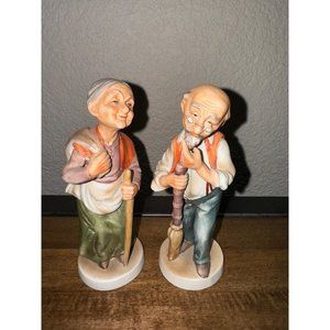 Vintage Dabs Japanese Asian Figurines of Old Man and Woman #D3058